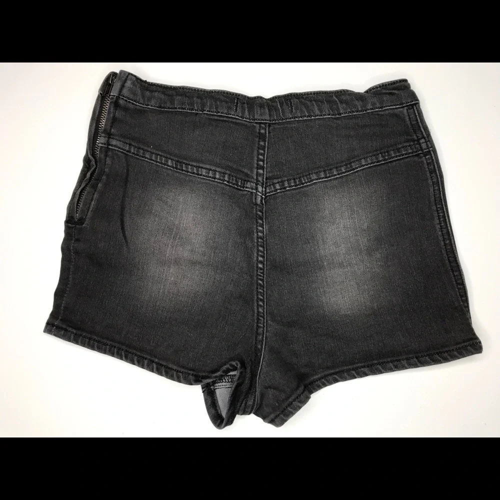 Free People 24 factory faded black shorts side zipper